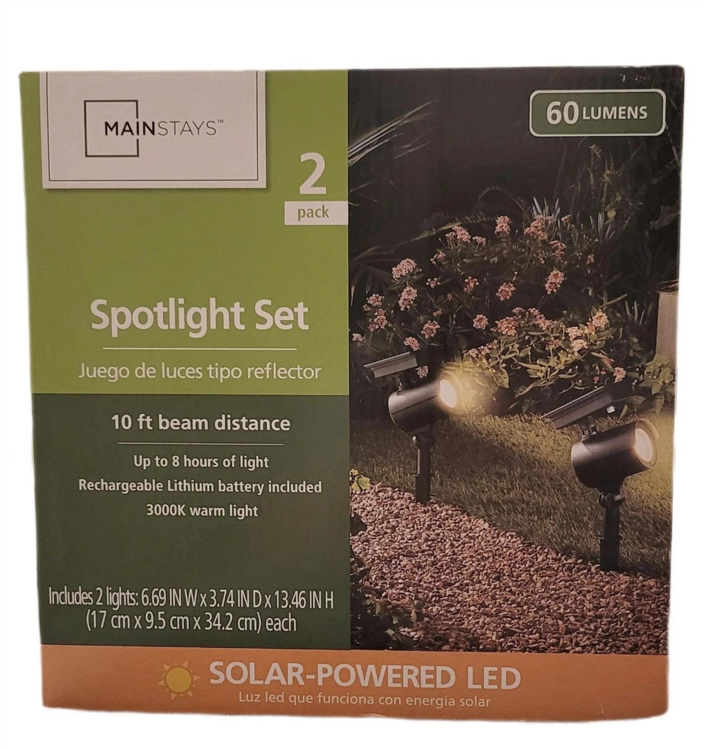 JUEGO LUCES SOLARES TIPO REFLECTOR 2PZA MAINSTAYS