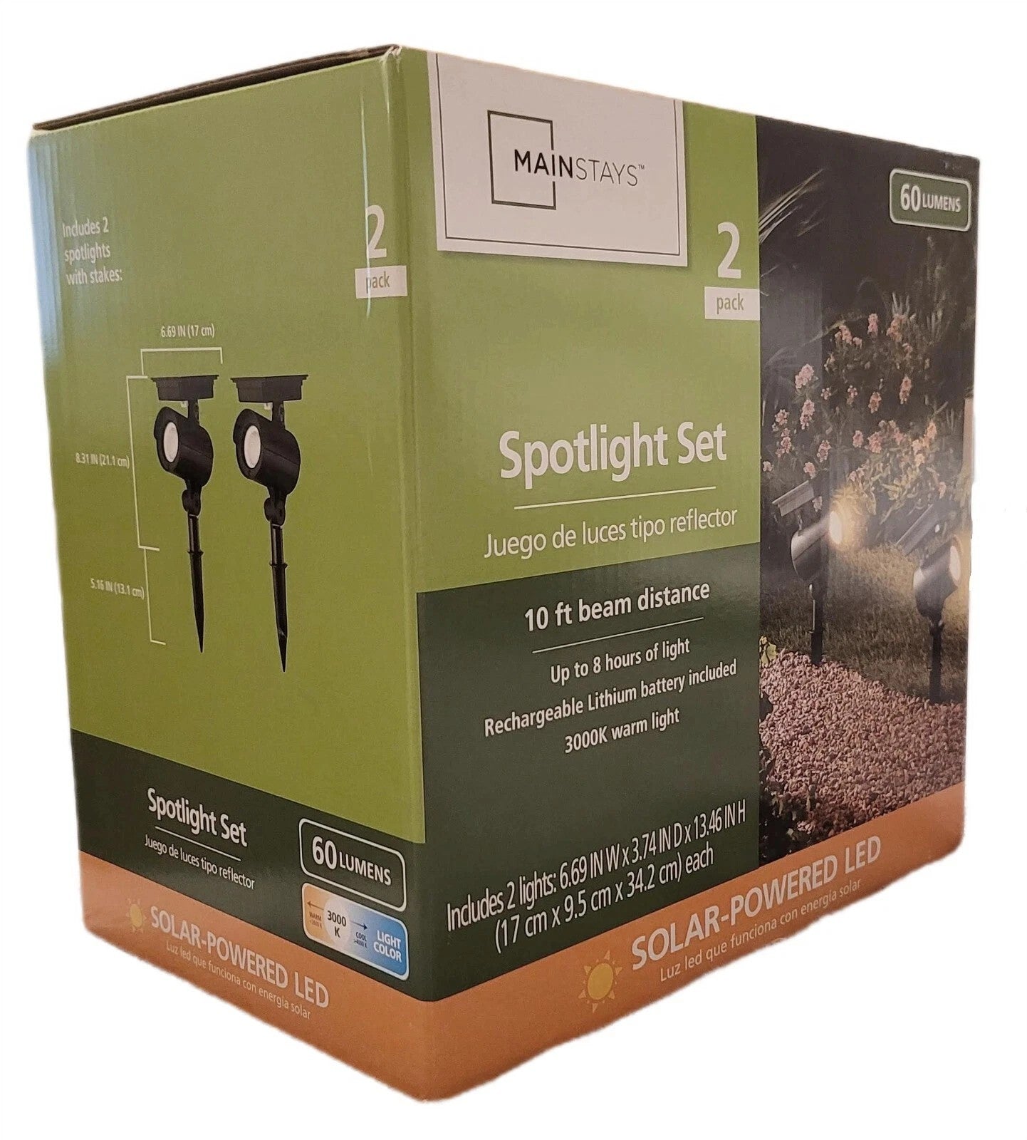 JUEGO LUCES SOLARES TIPO REFLECTOR 2PZA MAINSTAYS