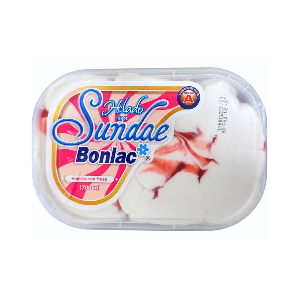 HELADO SUNDAE VAINILLA FRESA 1700 ML BONLAC