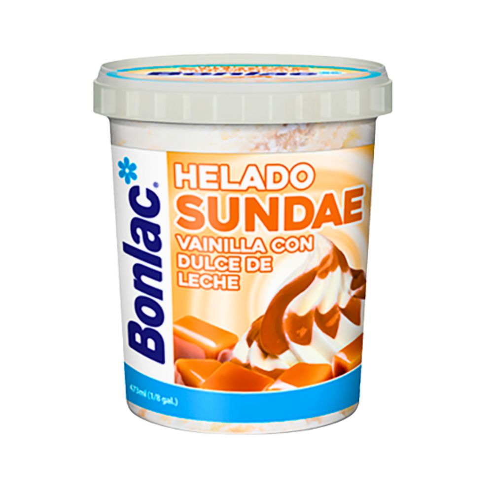 HELADO SUNDAE VAINILLA CON DULCE DE LECHE 850 ML BONLAC