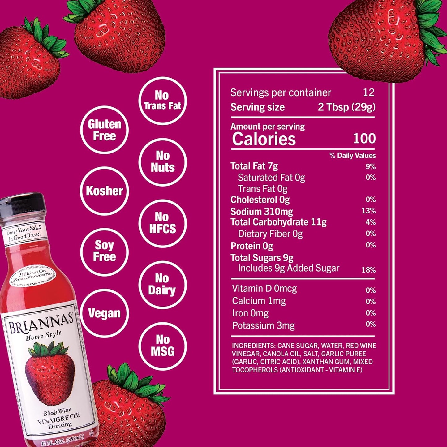 BLUSH WINE VINAIGRETTE 12oz BRIANNAS HOME STYLE