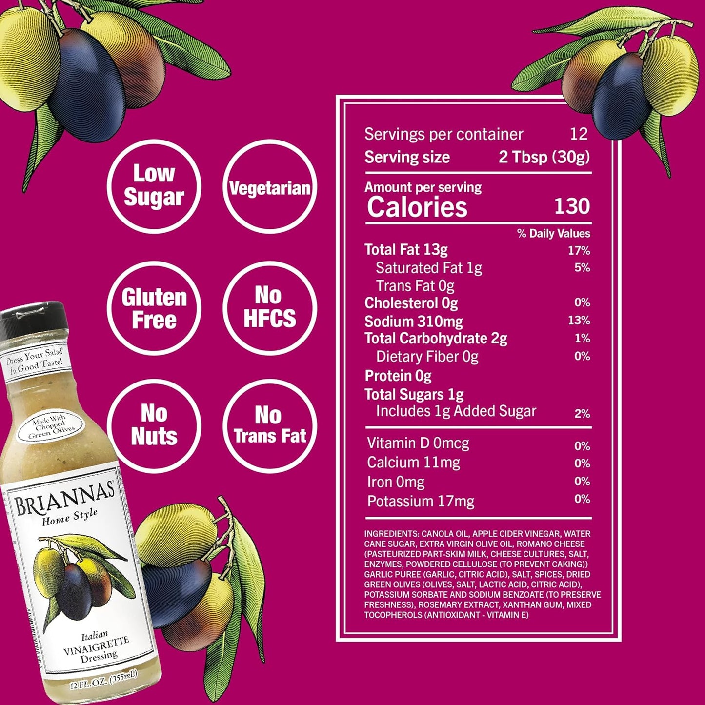 ITALIAN VINAIGRETTE 12oz BRIANNAS HOME STYLE