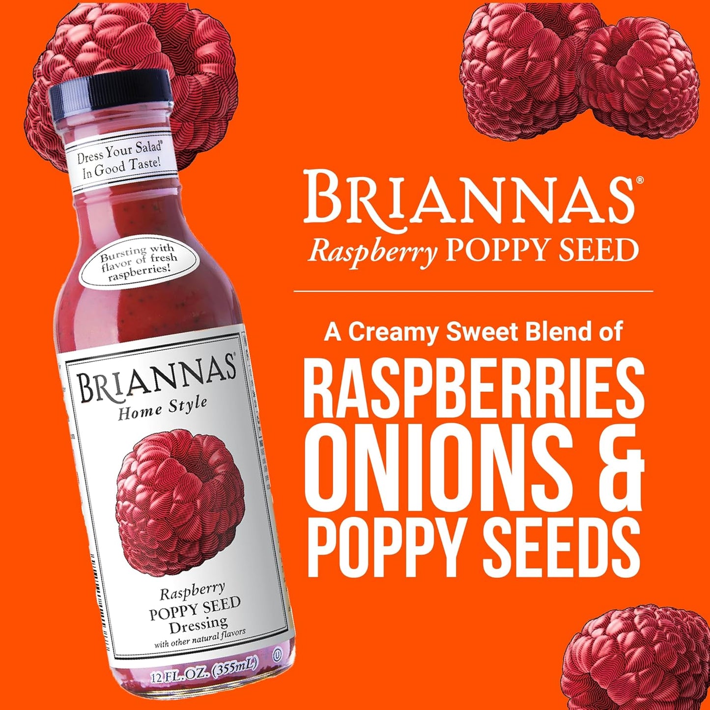 RASPBERRY POPPY SEED DRESSING 12oz BRIANNAS HOME STYLE