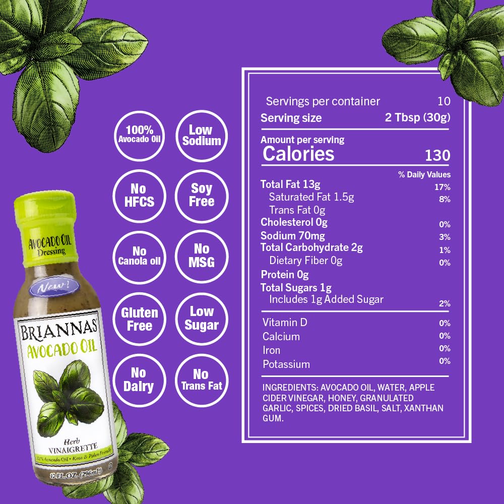 AVOCADO OIL HERB VINAIGRETTE 10oz BRIANNAS HOME STYLE
