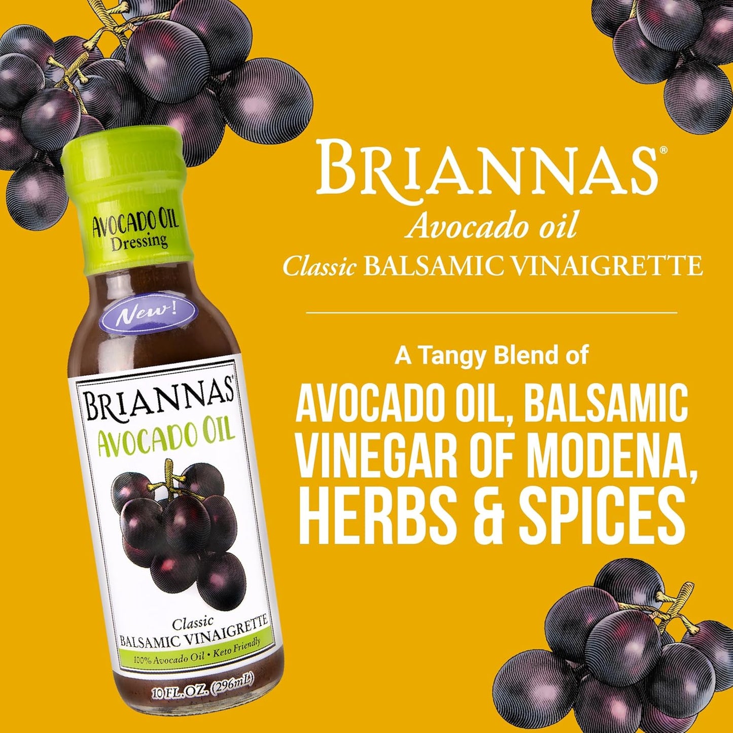 AVOCADO OIL BALSAMIC VINAIGRETTE 10oz BRIANNAS HOME STYLE