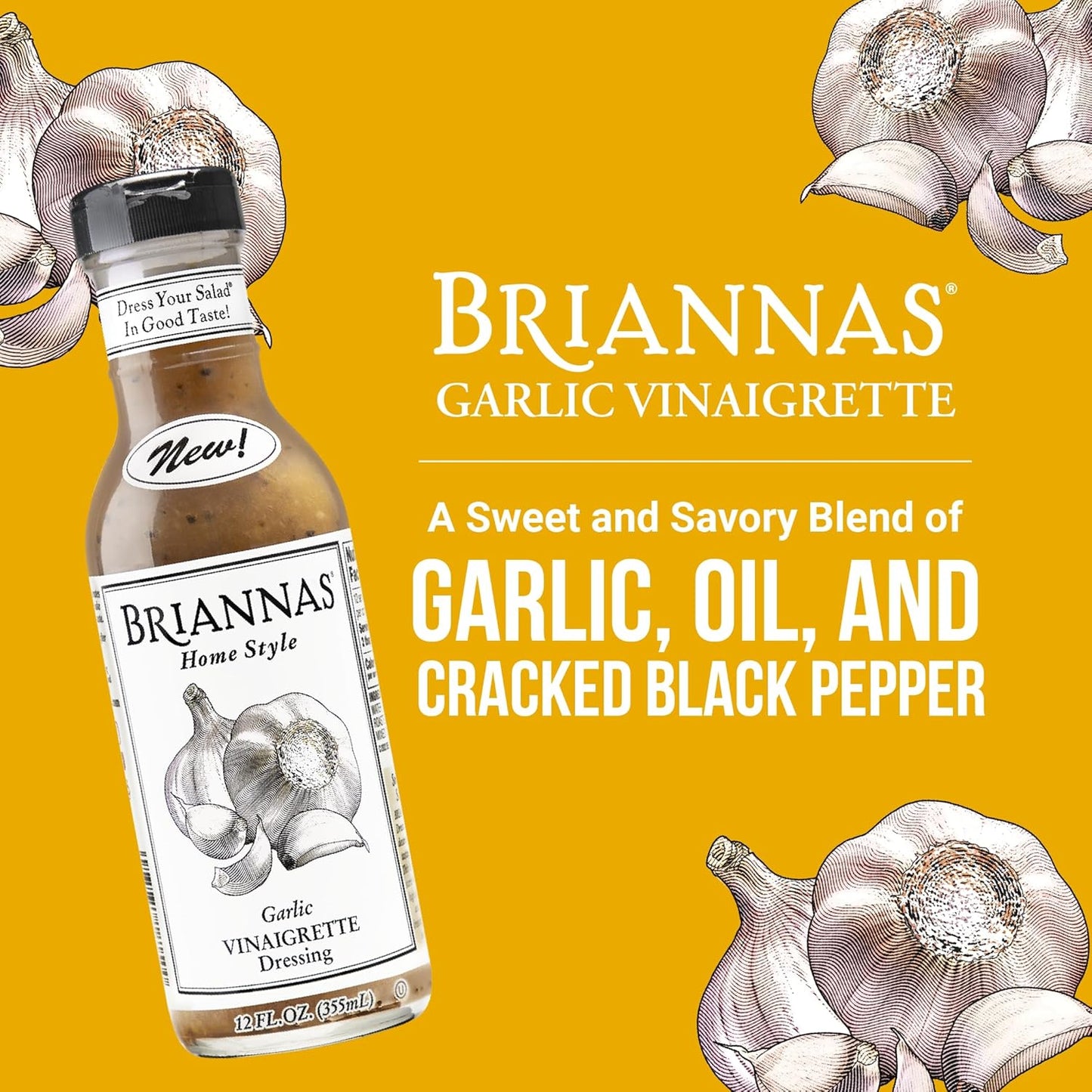 GARLIC VINAIGRETTE 12oz BRIANNAS HOME STYLE