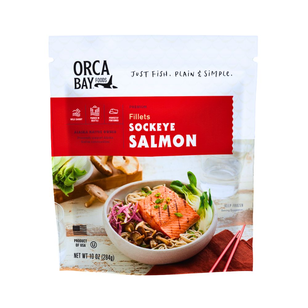 SOCKEYE SALMON SKIN ON PORTION 10 OZ ORCA BAY
