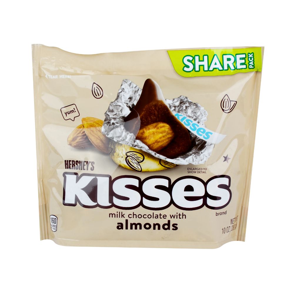 KISS MILK WITH ALMONDS 10 OZ HERSHEY'S