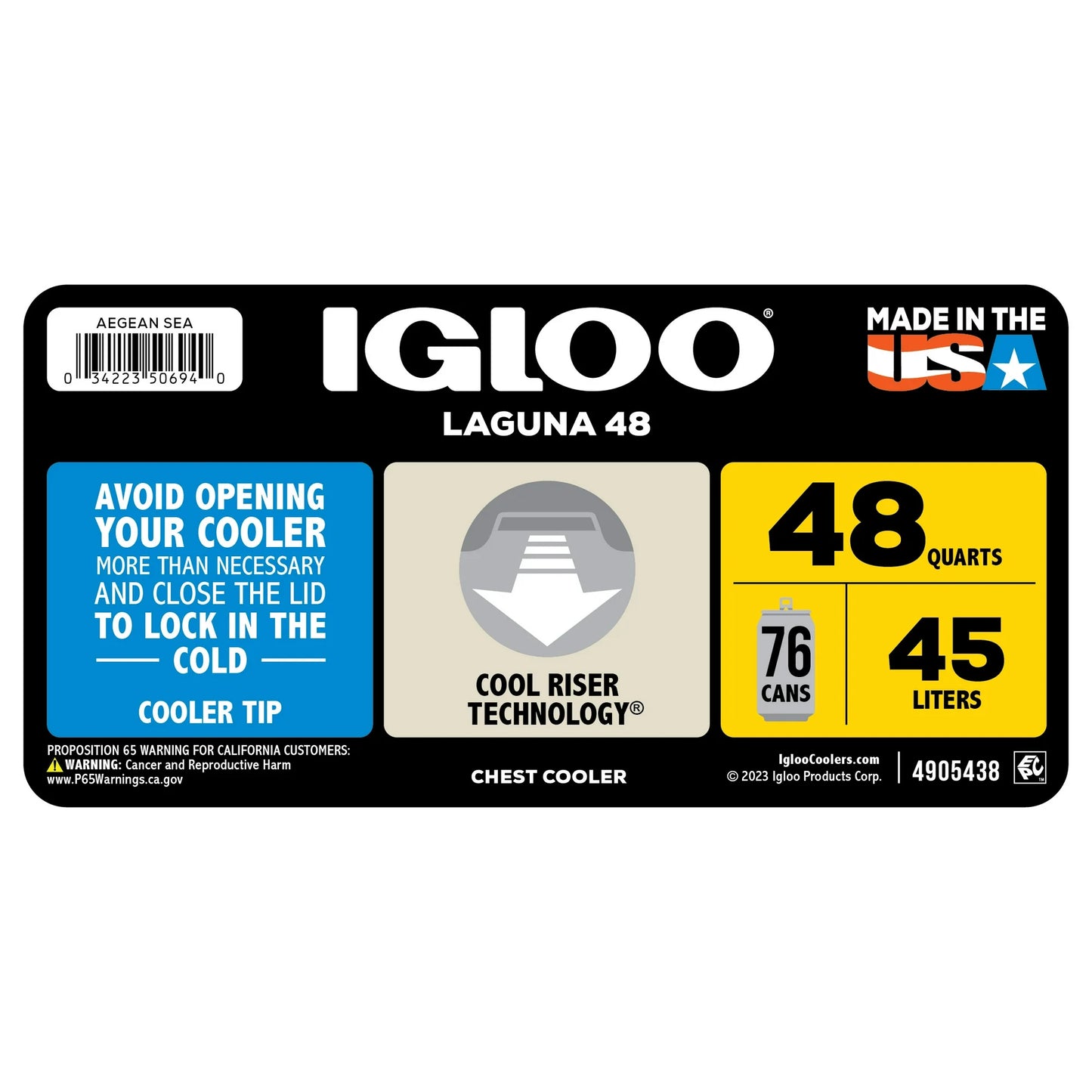 COOLER 48QT LAGUNA MAJESTIC BLUE IGLOO