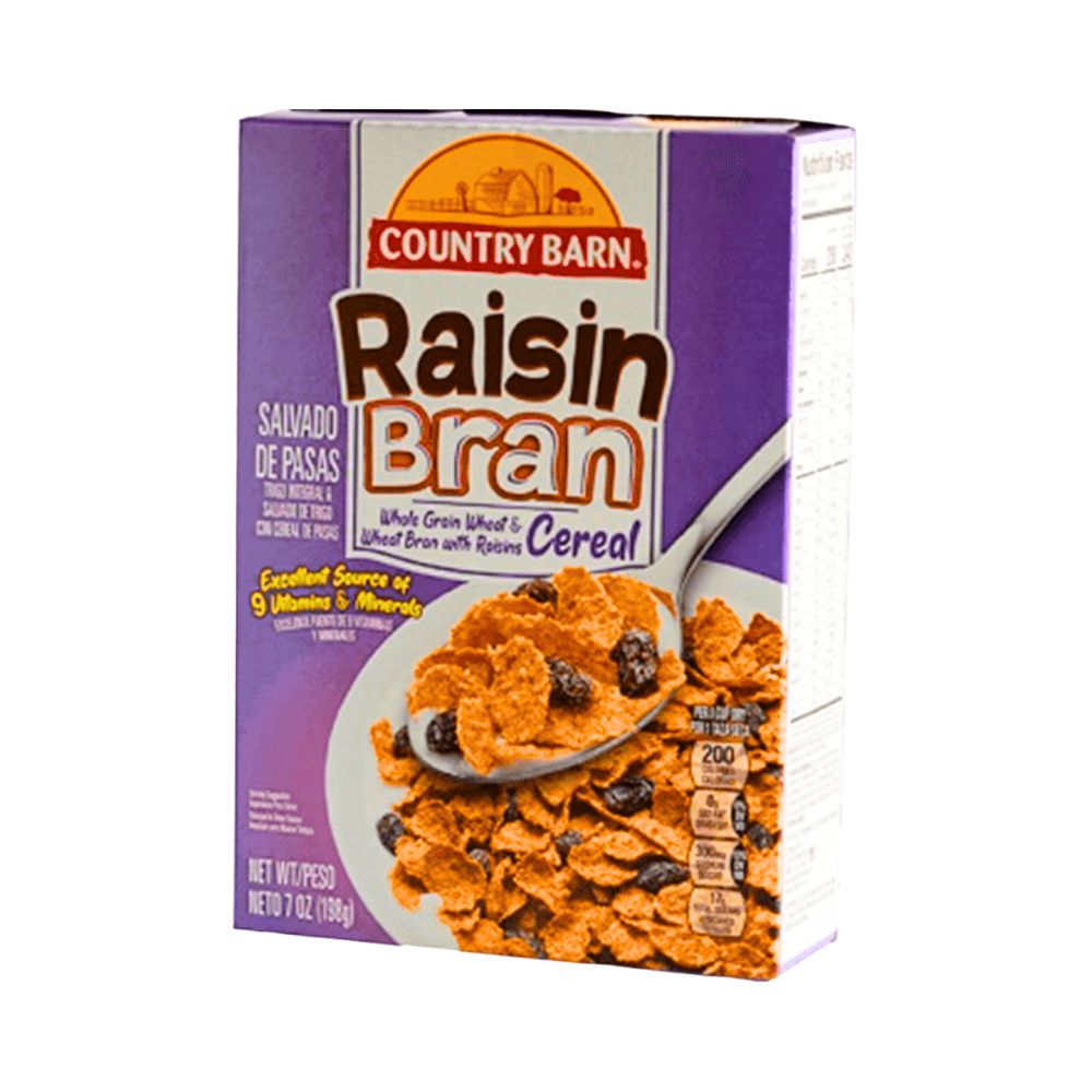 CORN FLAKES RAISIN BRAN 7 OZ COUNTRY BARN