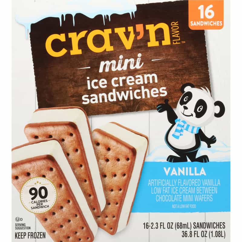 VANILLA MINI ICE CREAM SANDWICHES 36.8 OZ CRAV'N FLAVOR