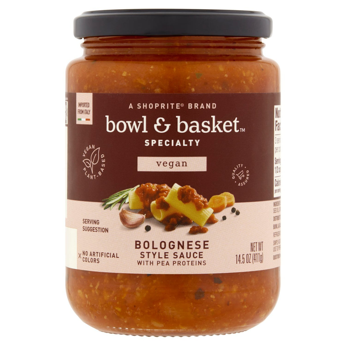 VEGAN BOLOGNESE PASTA SAUCE 14.5 OZ BOWL & BASKET