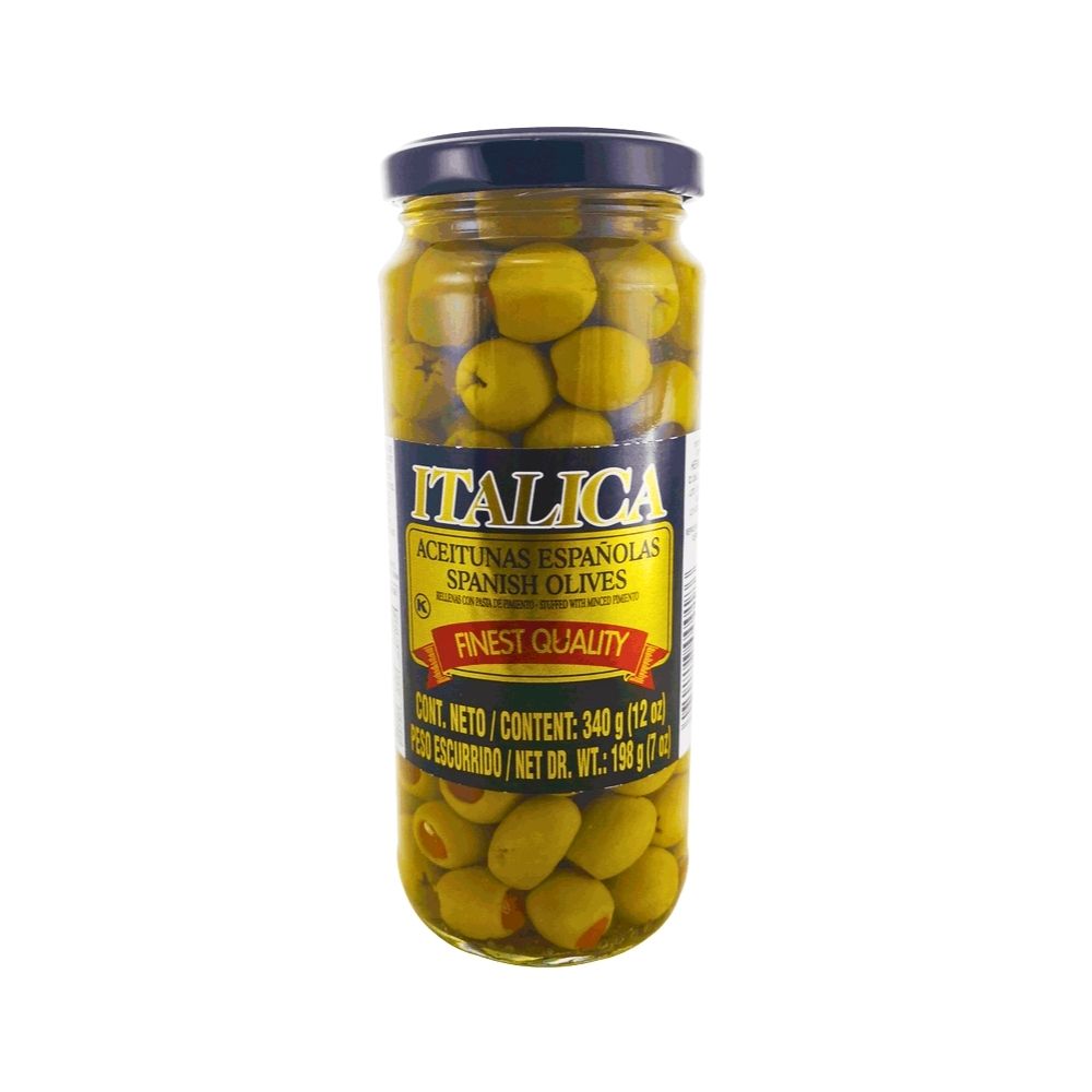 Aceitunas rellenas Itálica 12oz, entrega express en Boquete y David.