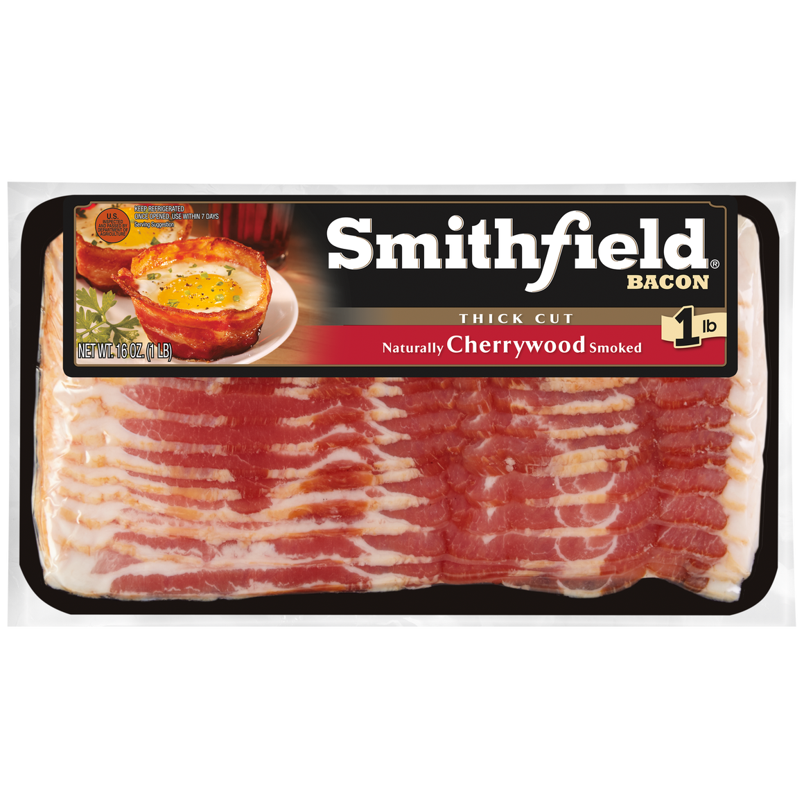 CHERRYWOOD SMOKED THICK CUT BACON 16 OZ SMITHFIELD