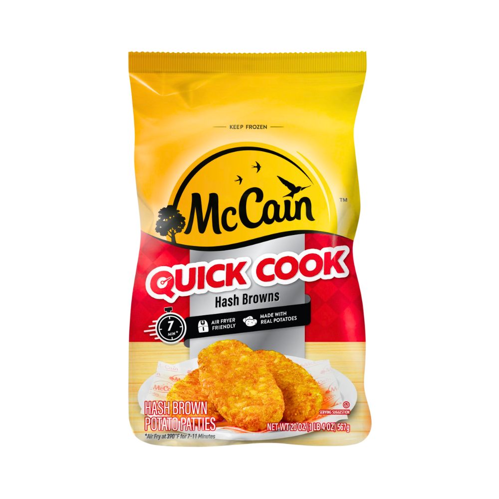 QUICK COOK HASHBROWNS POTATO PATTIES 20OZ MC CAIN