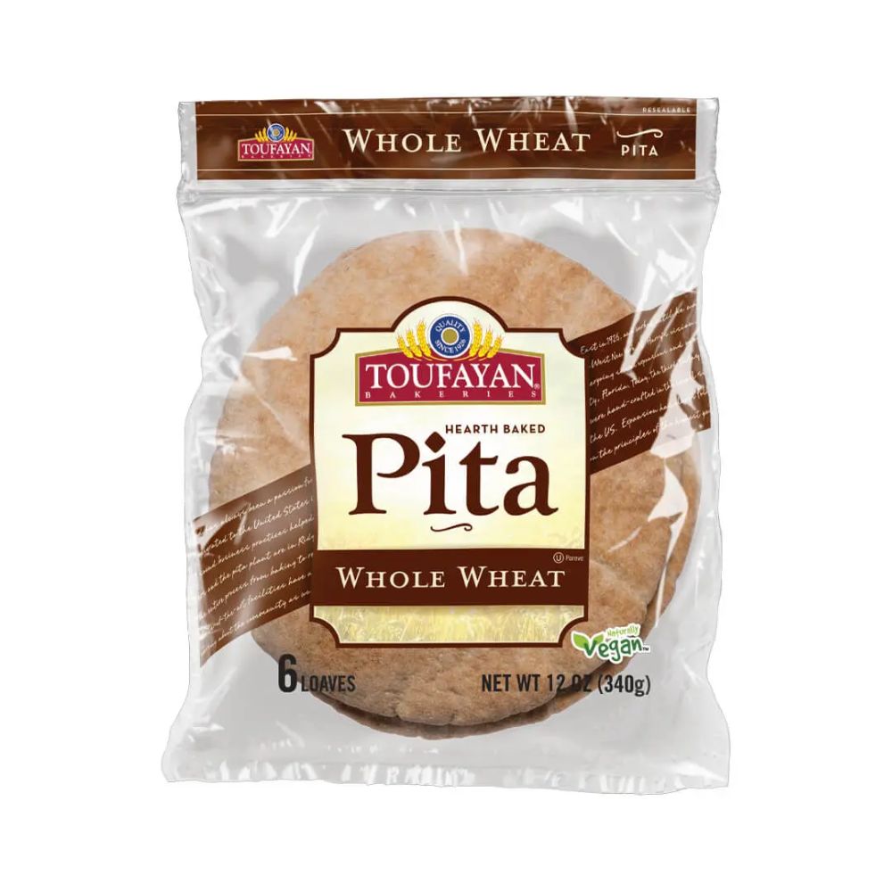 PAN PITA WHOLE WHEAT 6 UN 12 OZ TOUFAYAN