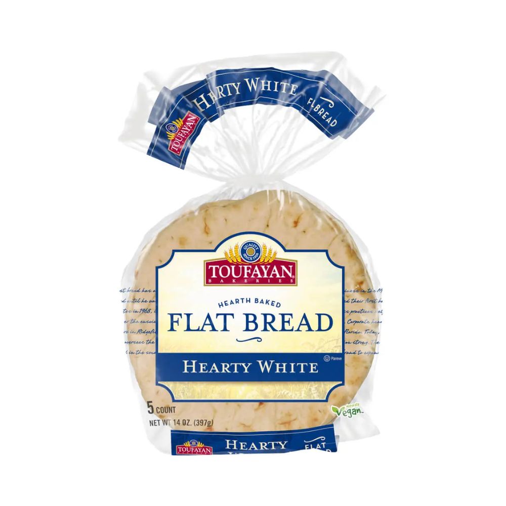 FLAT BREAD HEARTY WHITE 5 UN 14 OZ TOUFAYAN