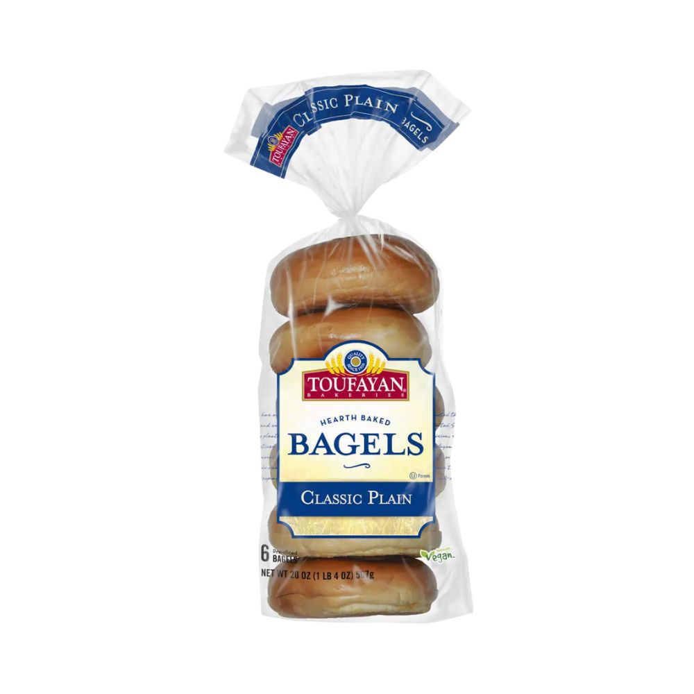 BAGELS CLASSIC PLAIN 6 UN 20 OZ TOUFAYAN