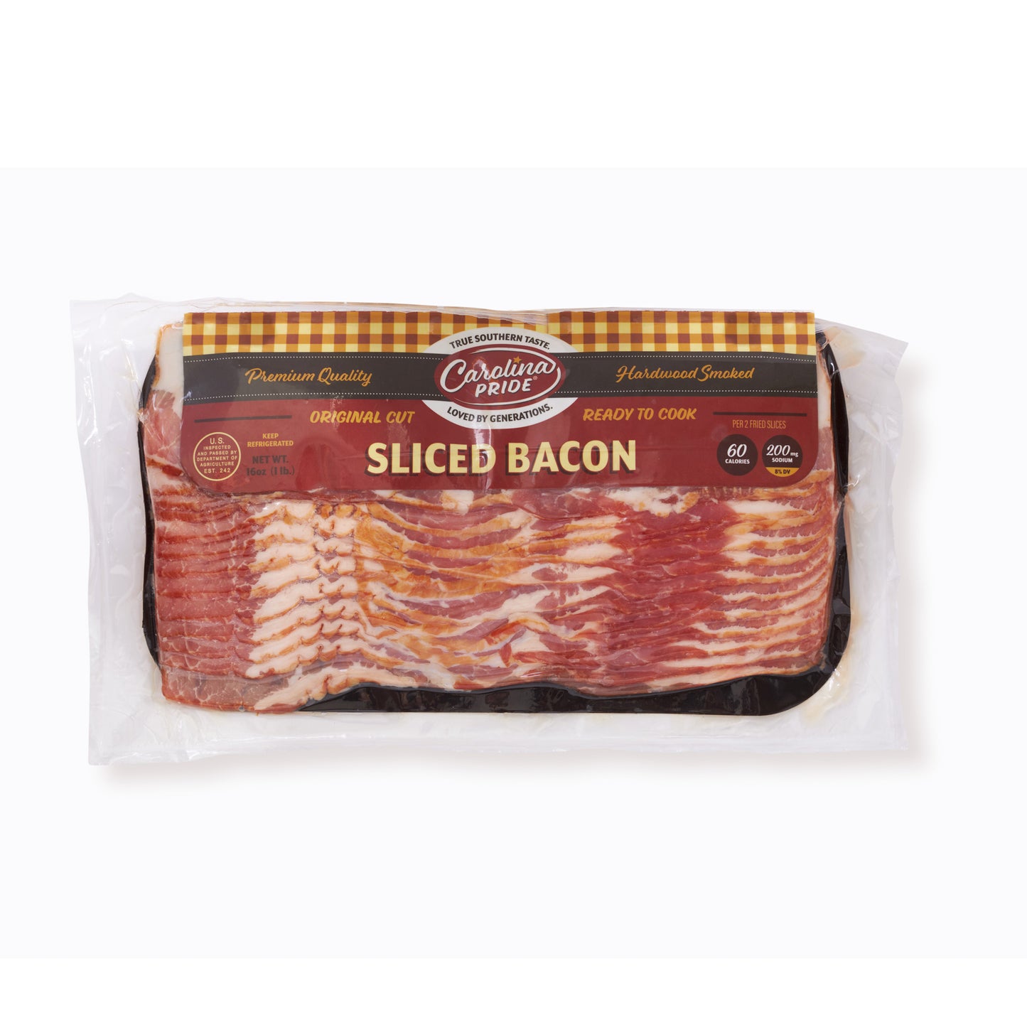 HARDWOOD SMOKED ZERO SUGAR SLICED BACON 12 OZ CAROLINA PRIDE