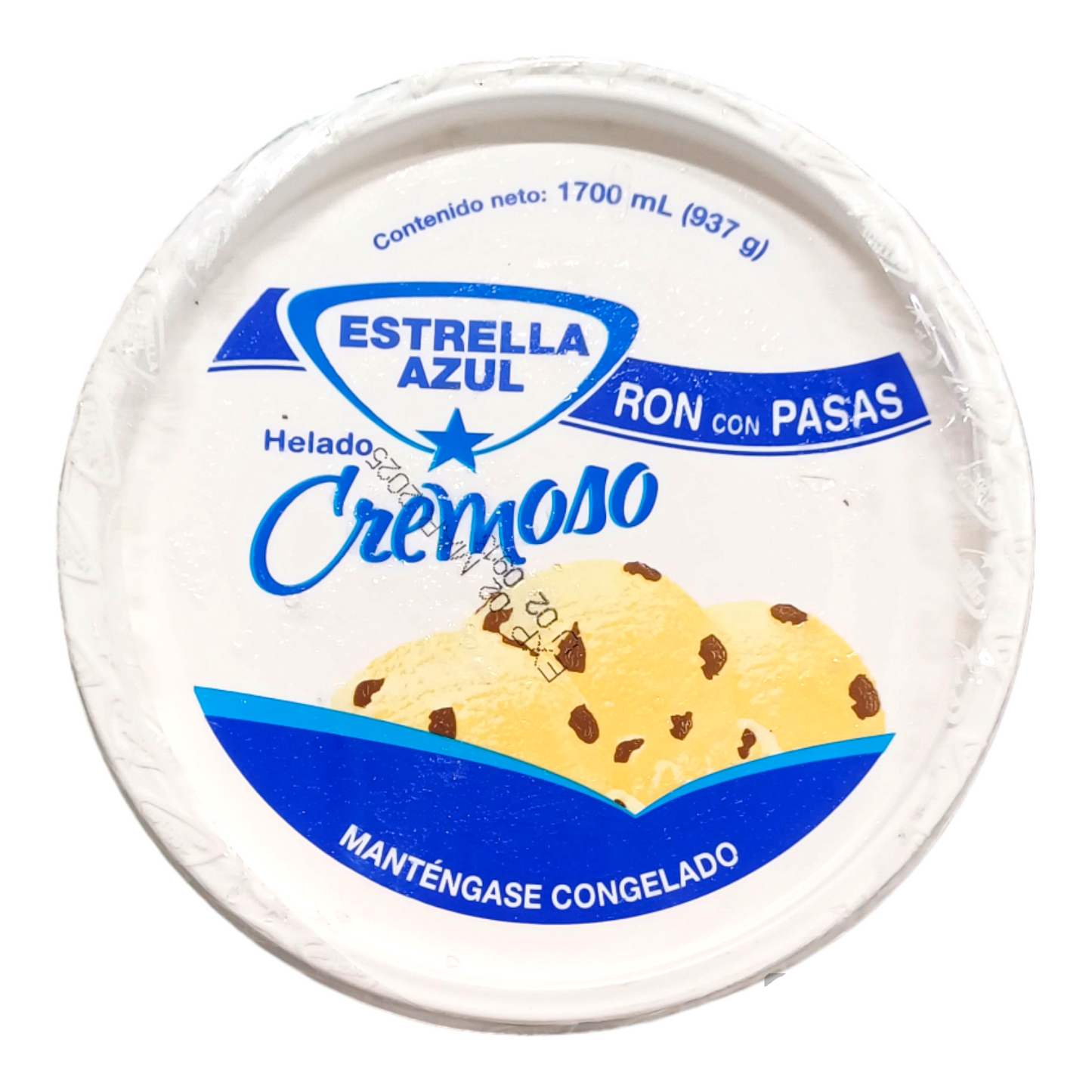 HELADO DE RON CON PASAS 1700 ML ESTRELLA AZUL