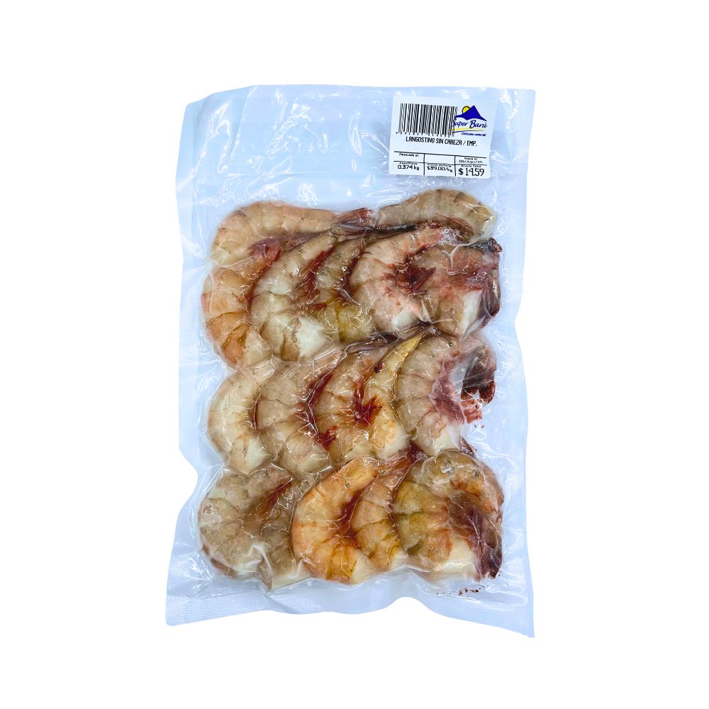 LANGOSTINO SIN CABEZA EMPACADO SUPER BARU POR 0.40 KG