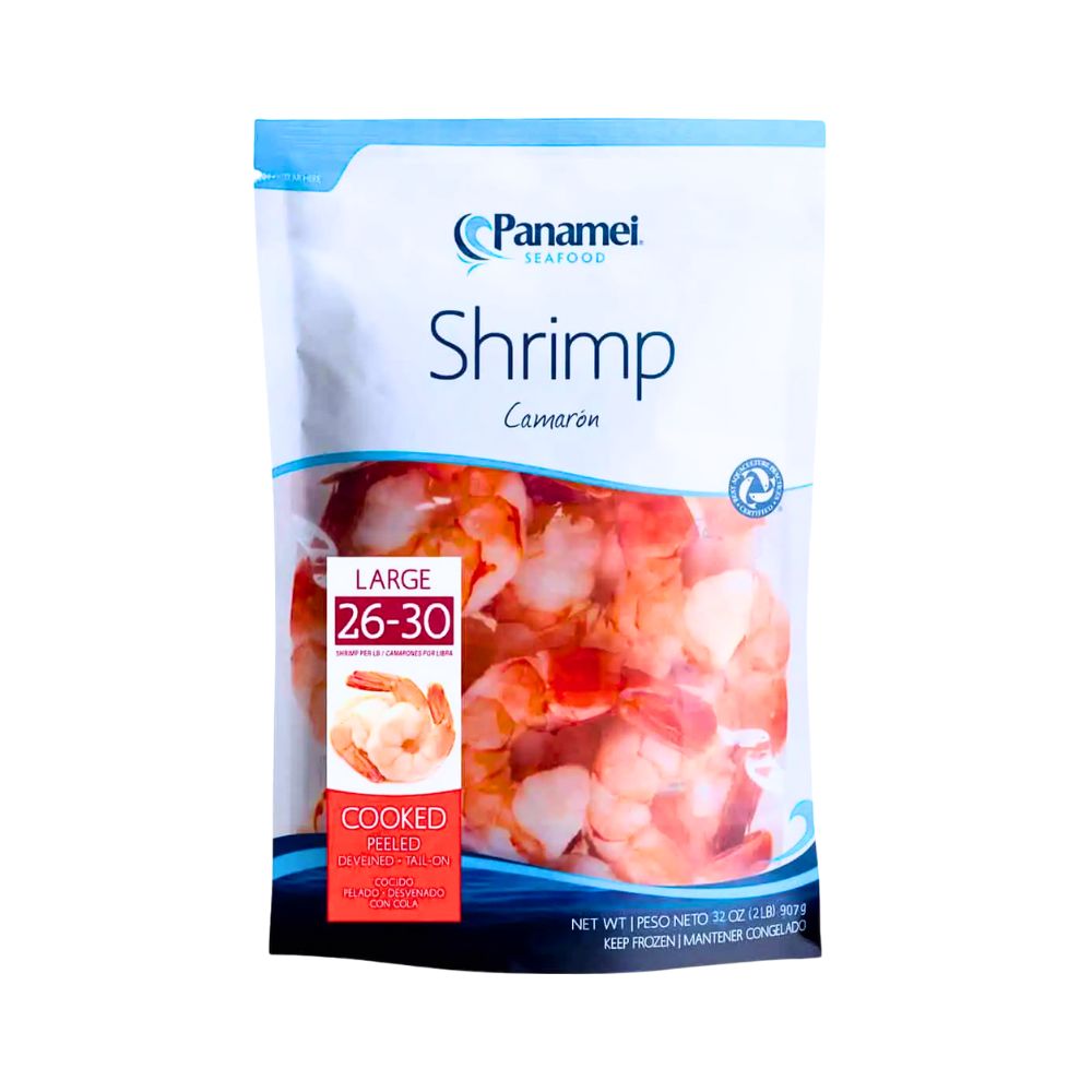 CAMARON COCIDO PELADO/DESVENADO 26/30 2 LB PANAMEI