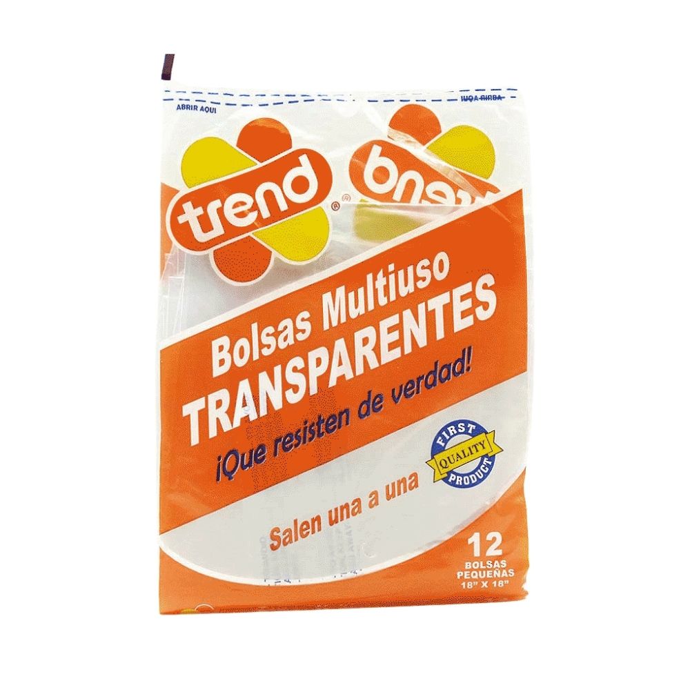 BOLSA MULTIUSO TRANSPARENTE 18X18 12 UNI TREND