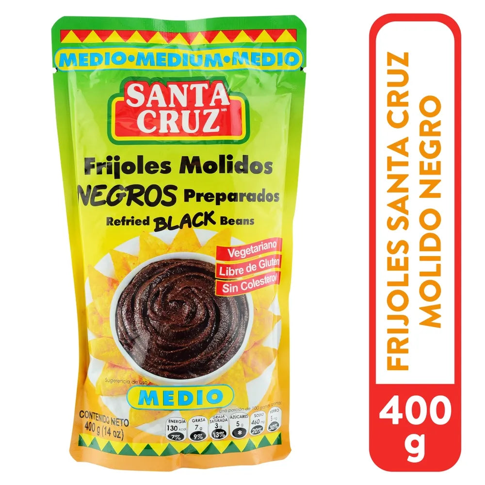 FRIJOLES NEGROS MOLIDOS MED 400 GR SANTA CRUZ