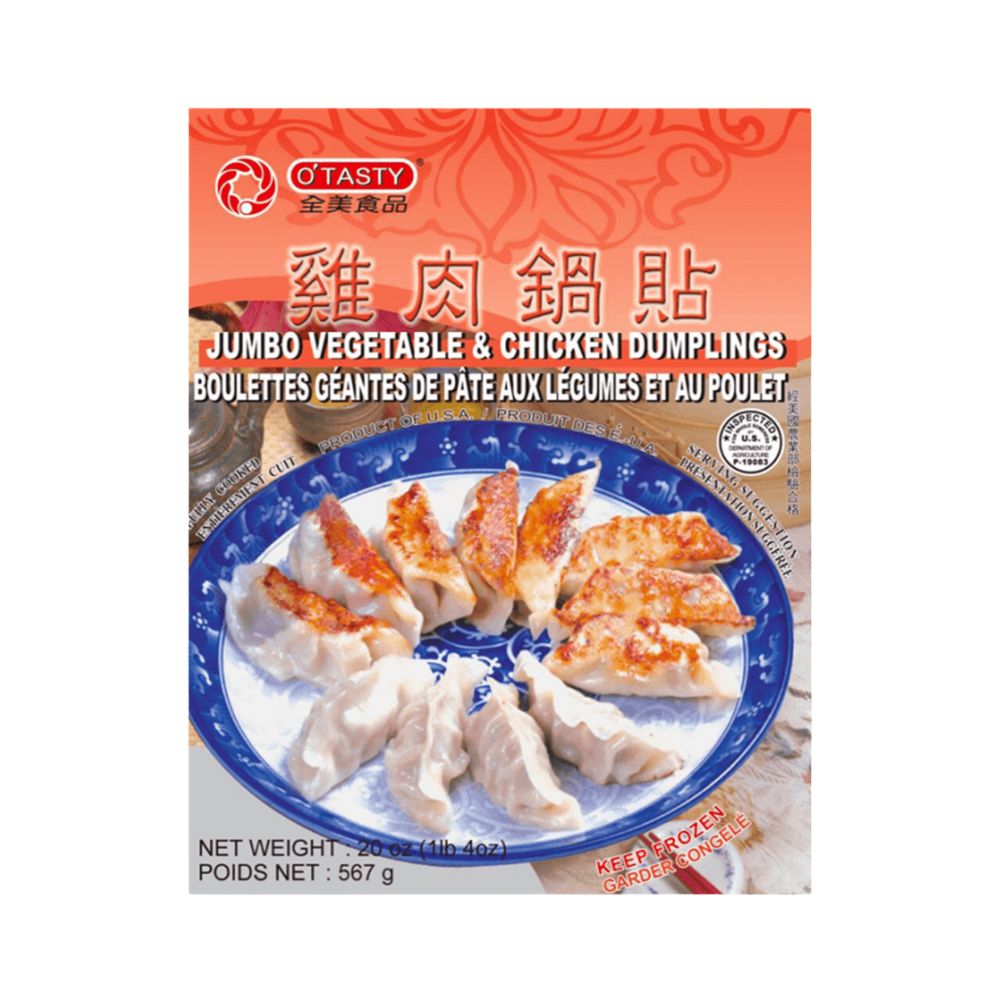 JUMBO DUMPLINGS VEGGETABLE & CHICKEN 20 OZ. O'TASTY