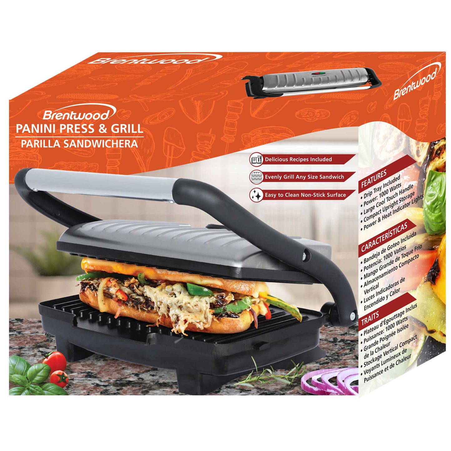 PANINI GRILL & SANDWICH MAKER BRENTWOOD