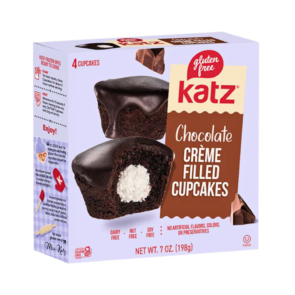 CHOCOLATE CREME FILLED CUPCAKE GLUTEN FREE 7 OZ KATZ