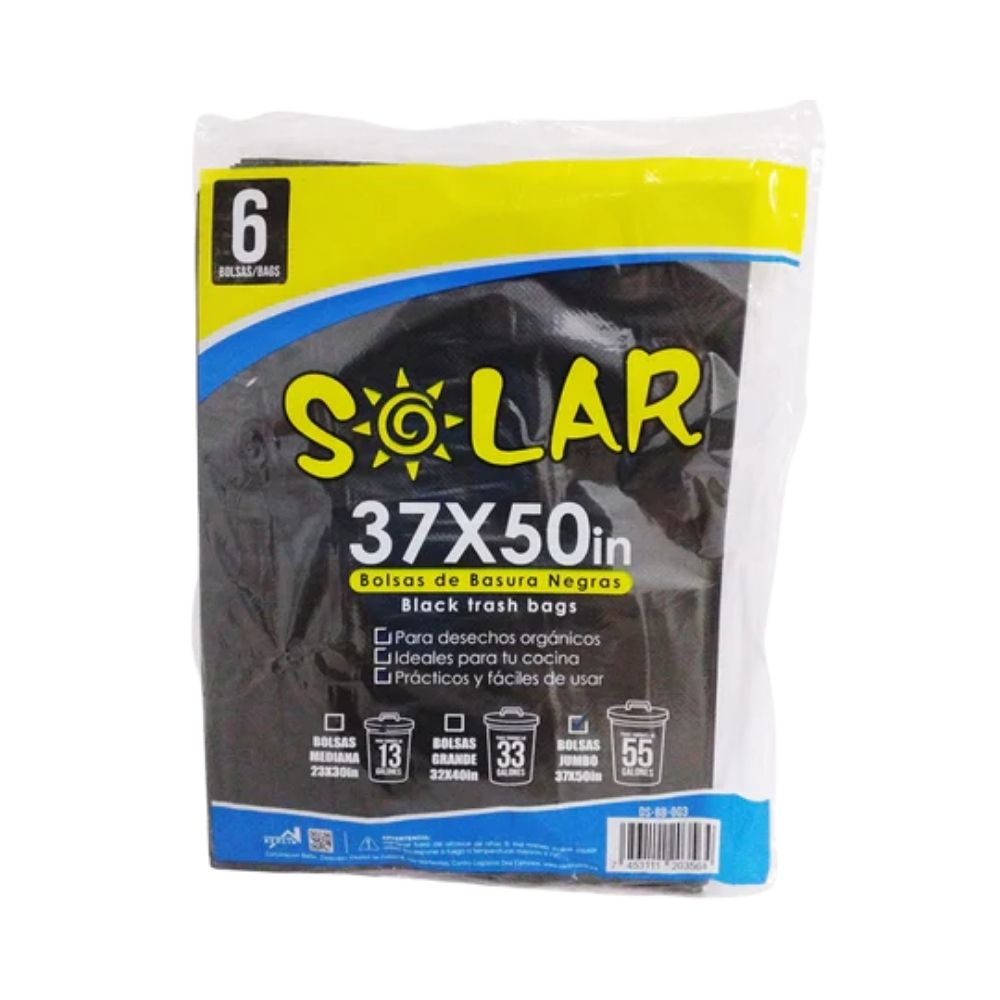 BOLSAS JUMBO PARA BASURA 37X50 IN 6 UN SOLAR
