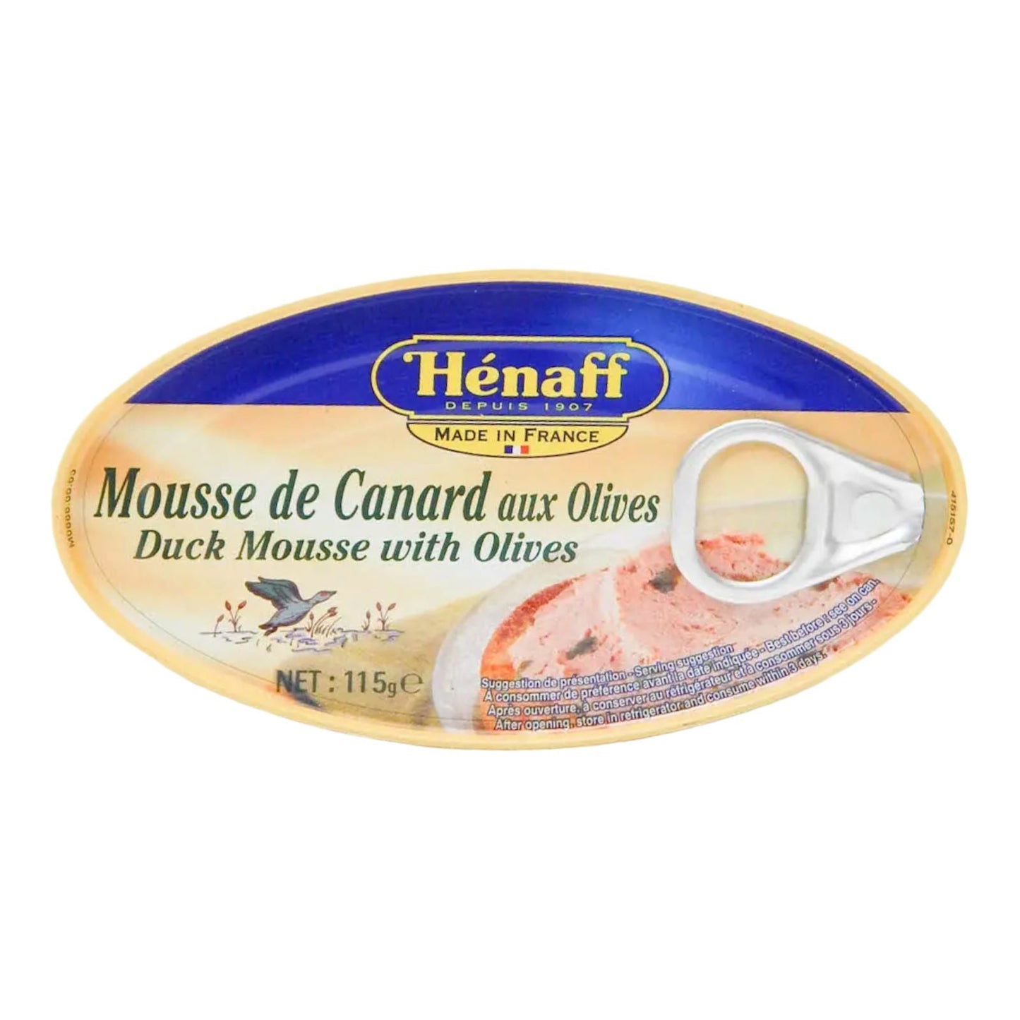 PATE DUCK MOUSSE OLIVES 115 GR HENAFF