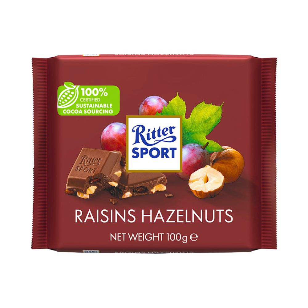 CHOCOLATE RAIS/HAZELNUT 100 GR RITTER SPORT
