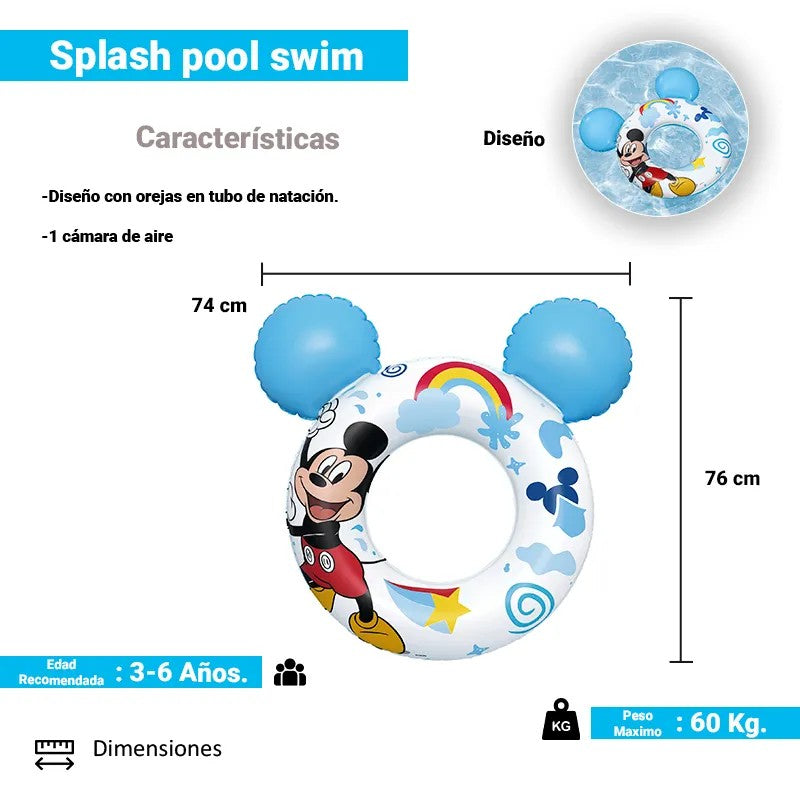 FLOTADOR INFLABLE MICKEY MOUSE 74CM BESTWAY