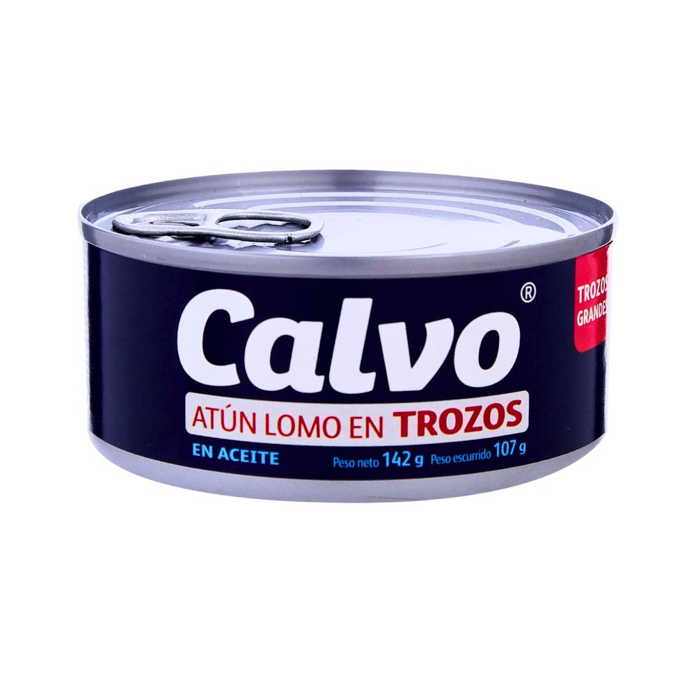 ATUN LOMO EN TROZOS EN ACEITE 142 GR CALVO