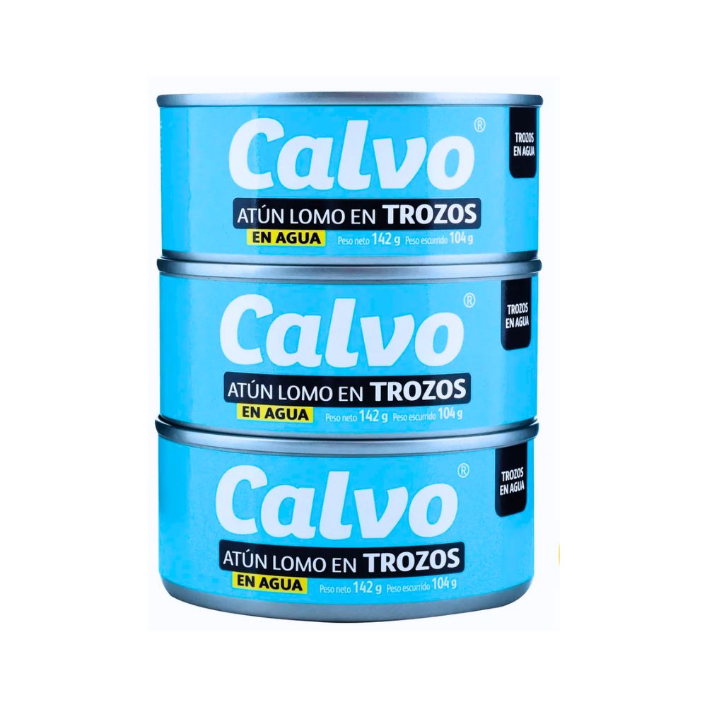 ATUN LOMO TROZOS EN AGUA 3PACK DE 426 GR CALVO