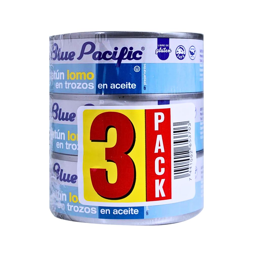 ATUN LOMO EN TROZOS EN ACEITE 3PACK BLUE PACIFIC