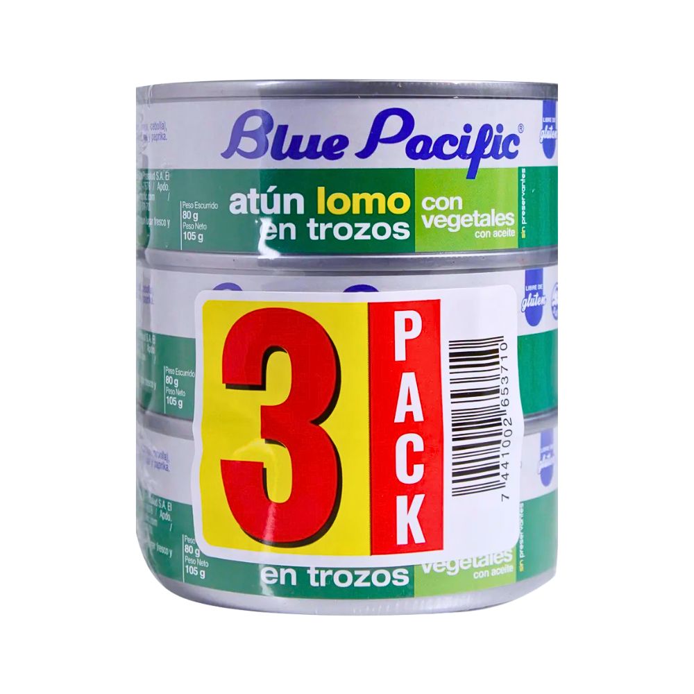 ATUN LOMO EN TROZOS CON VEGETALES EN ACEITE 3PACK BLUE PACIFIC
