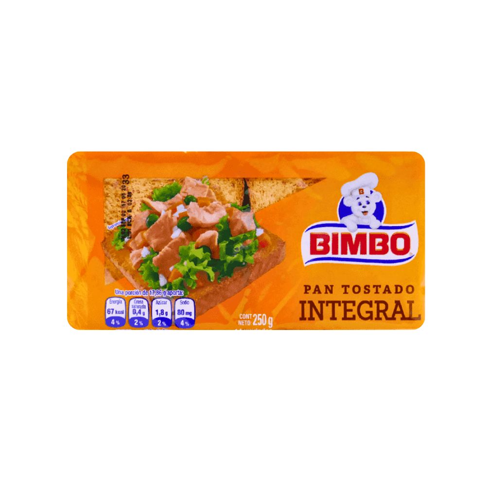 PAN TOSTADO INTEGRAL 250 GR BIMBO