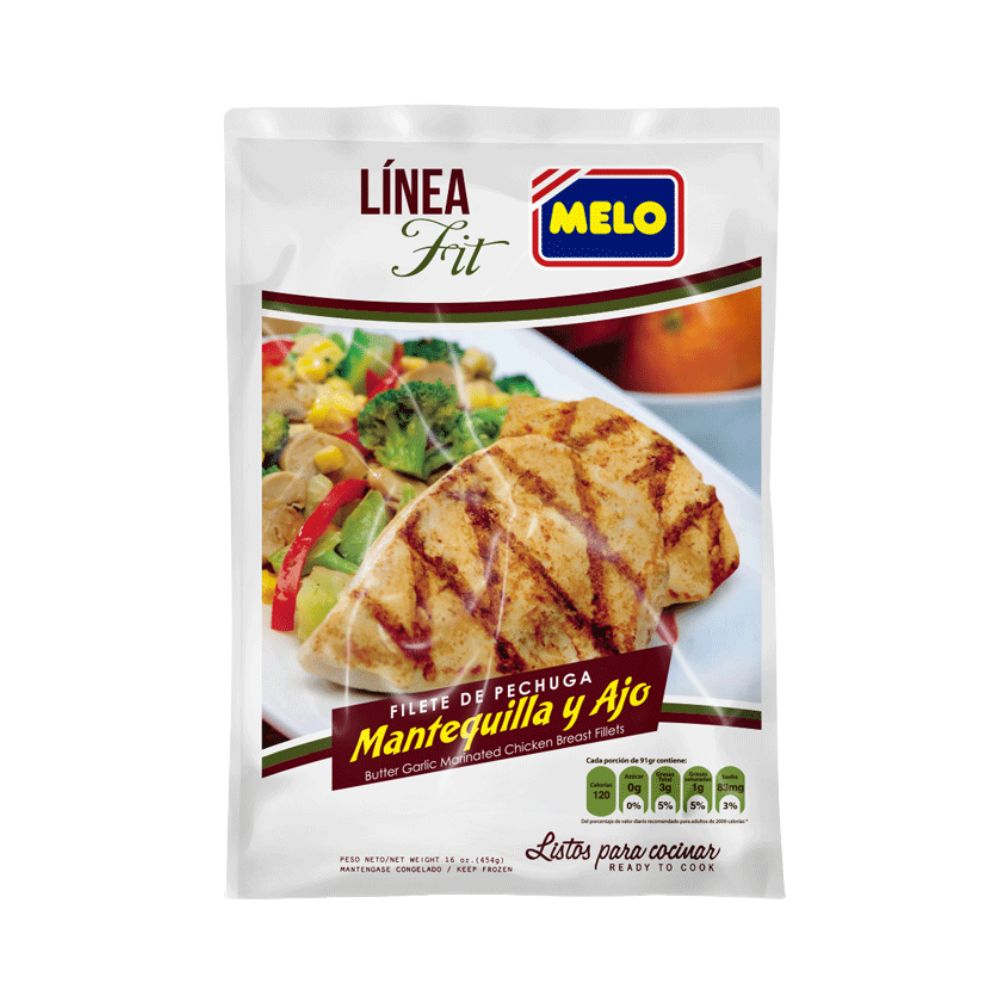 FILETE DE PECHUGA EN MANTEQUILLA Y AJO 454 GR MELO