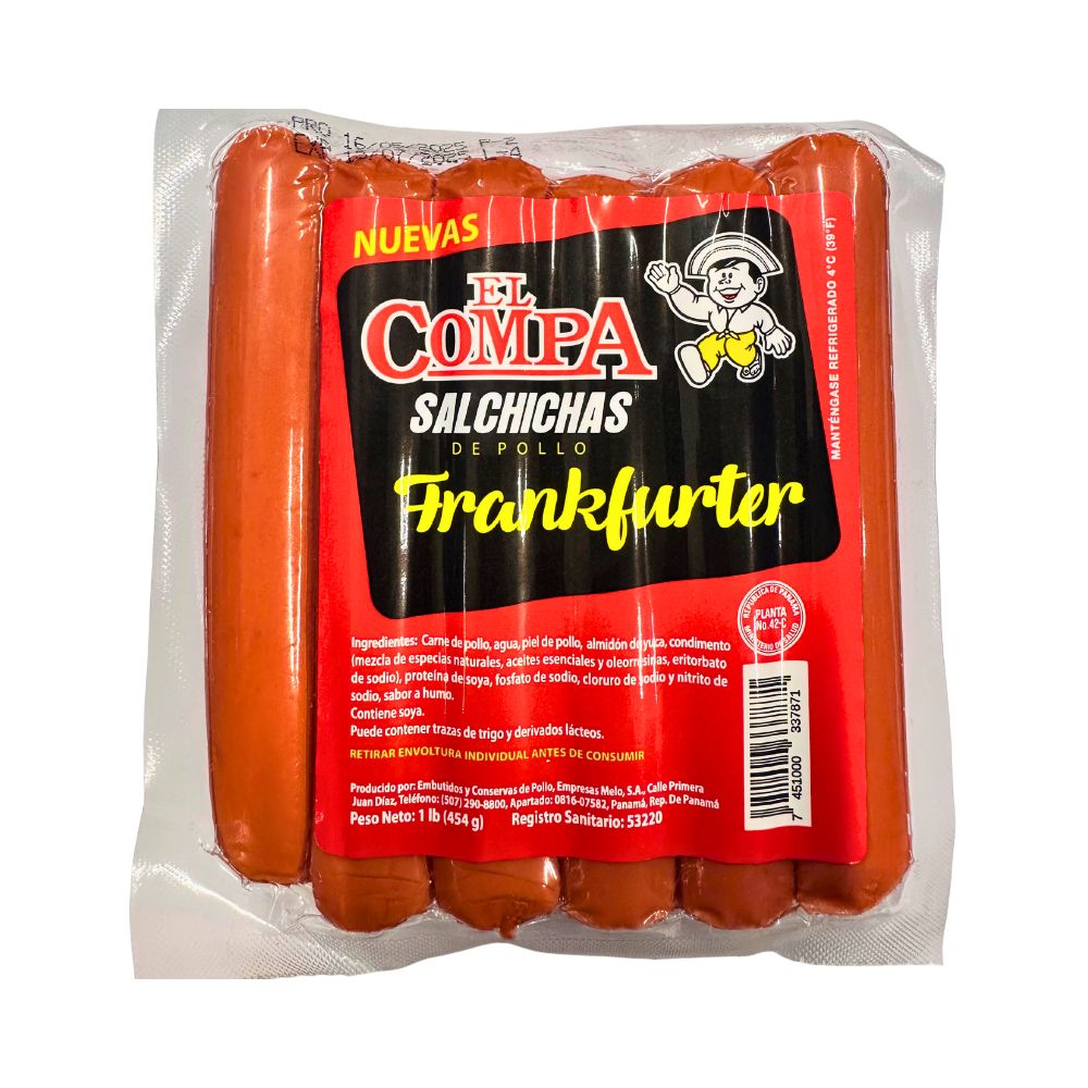 SALCHICHA DE POLLO FRANKFURTER 454 GR EL COMPA