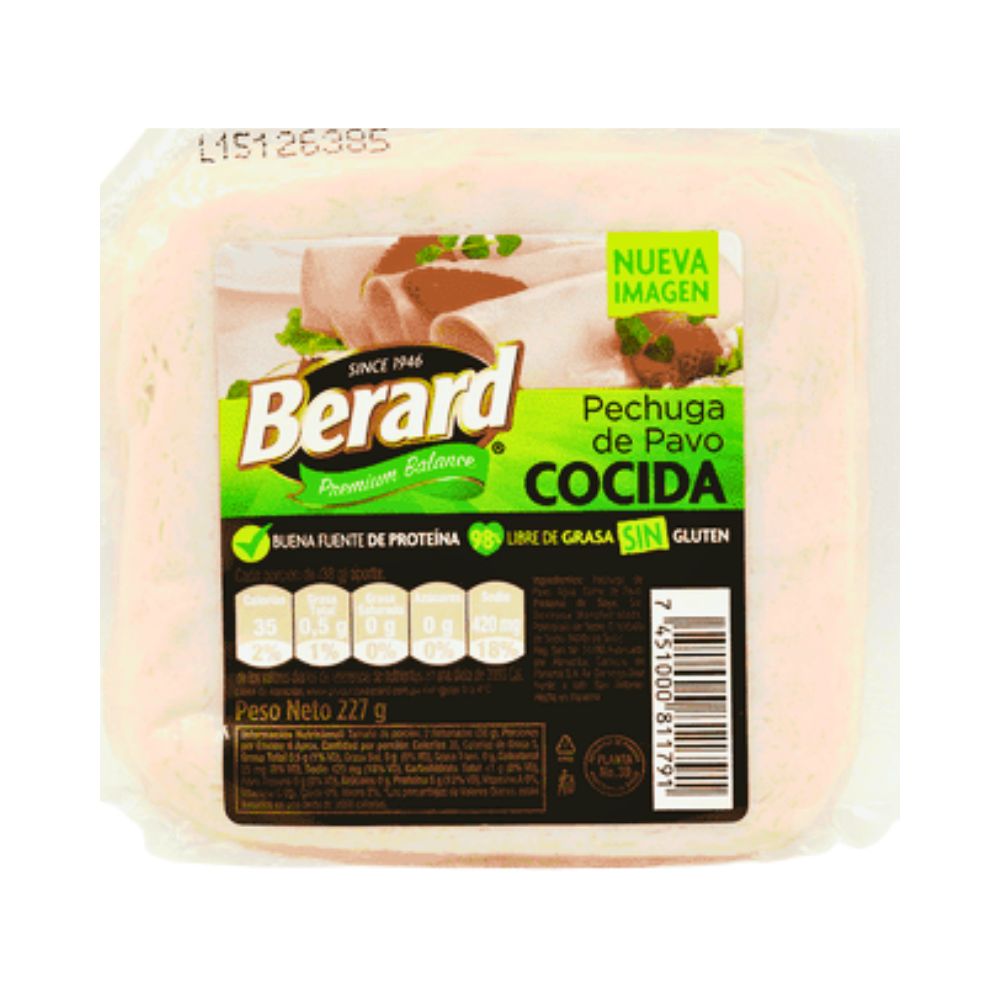 PECHUGA COCIDA DE PAVO 227 GR BERARD