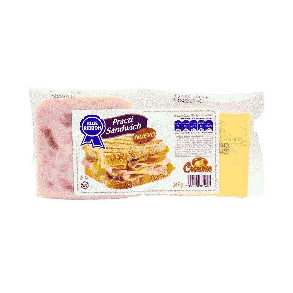 PRACTI SANDWICH JAMON + QUESO 345 GR BLUE RIBBON