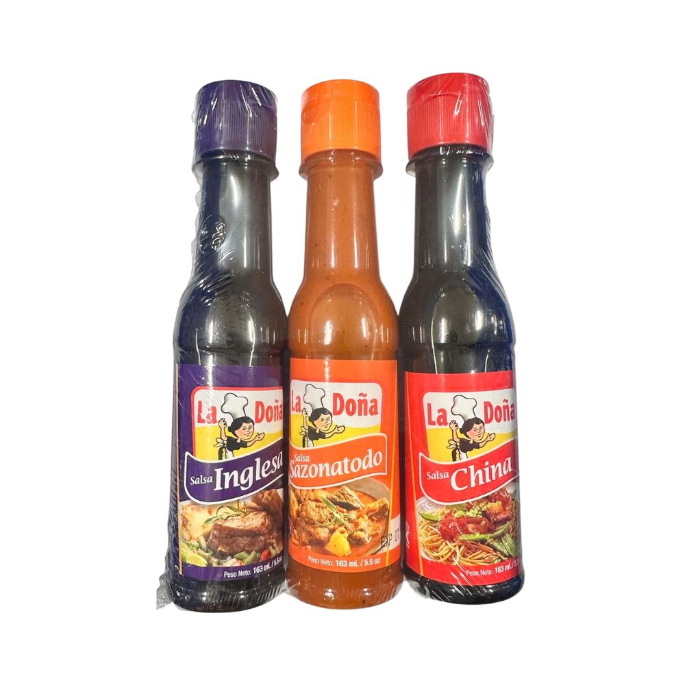 TRIO DE SALSAS (CHINA,INGLESA, SAZONATODO) LA DOÑA