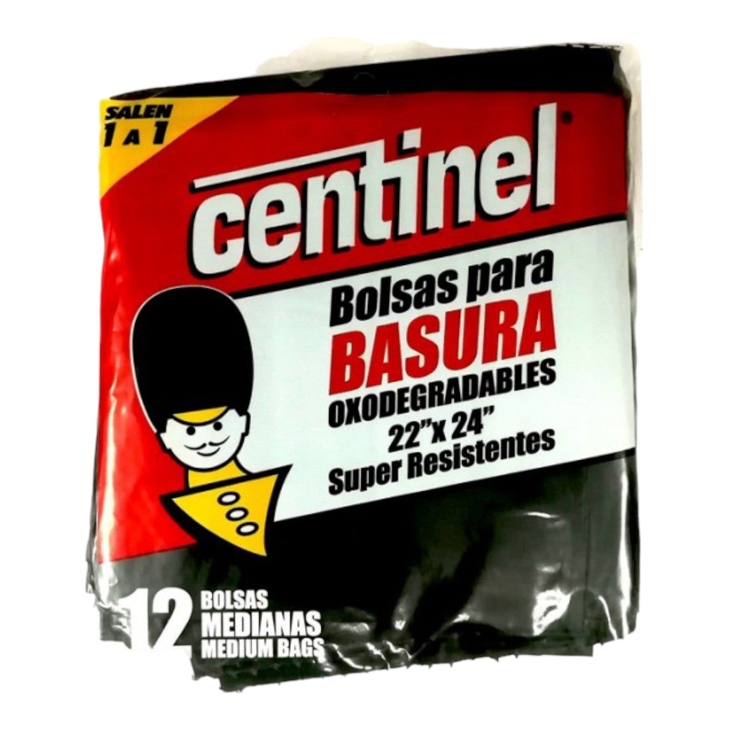 BOLSA MEDIANAS OXODEGRADABLES SUPER RESISTENTES PARA BASURA 24X24 12 UN CENTINEL