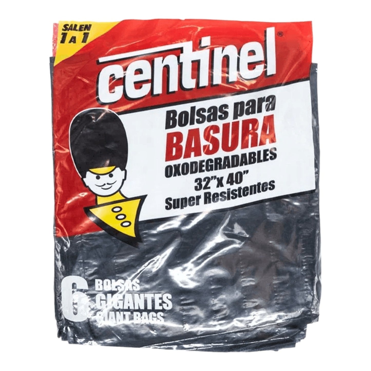 BOLSAS GIGANTES OXODEGRADABLE SUPER RESISTENTE PARA BASURA 32"X40" 6 UN CENTINEL