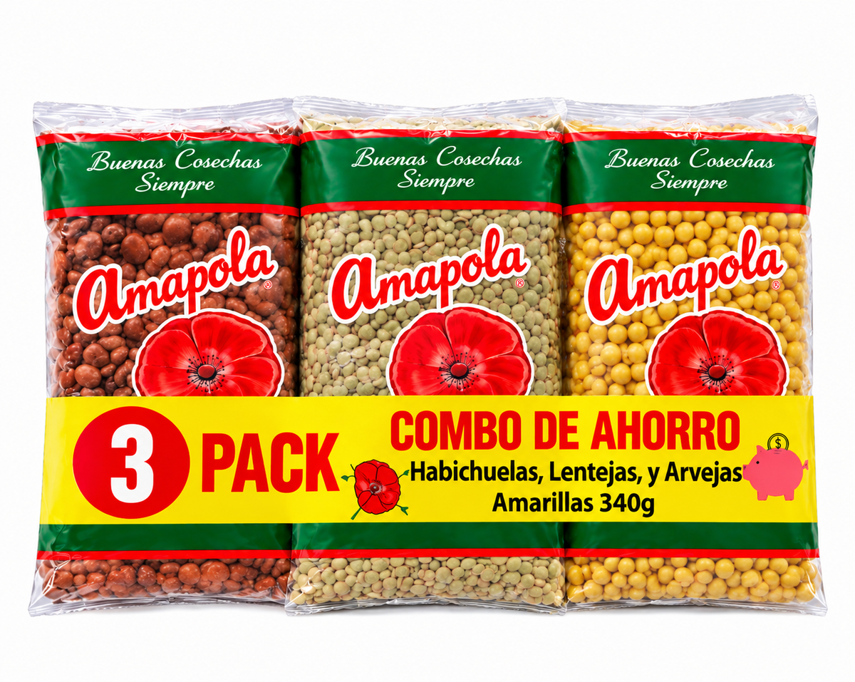 3PK AHORRO LENTEJAS POROTOS Y ARVEJAS 340 GR AMAPOLA