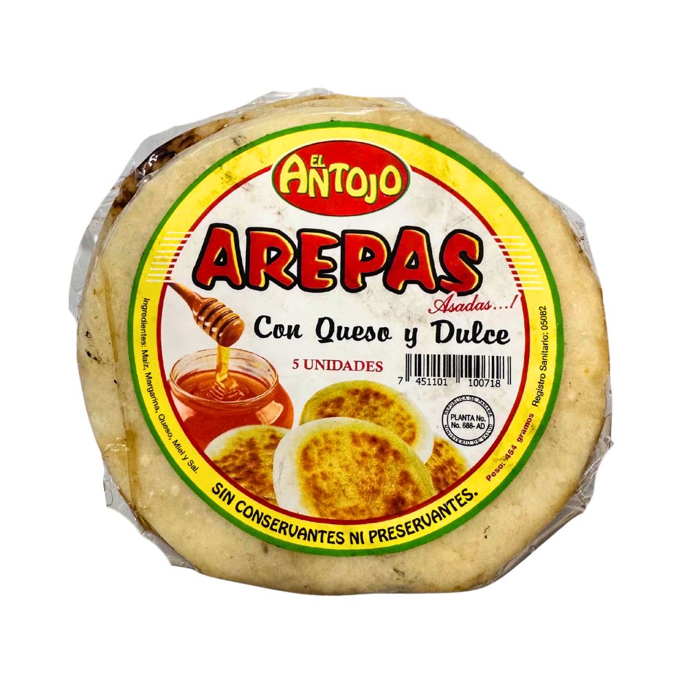 AREPAS CON QUESO Y DULCE 500 GR 5 UN EL ANTOJO