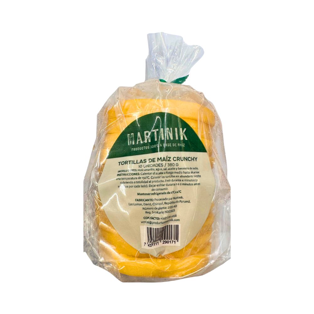 TORTILLAS DE MAIZ CRUNCHY 10 UN 380 GR MARTINIK